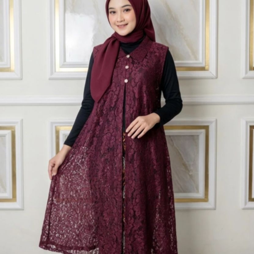 OUTER BRUKAT LONG PANJANG TANPA LENGAN