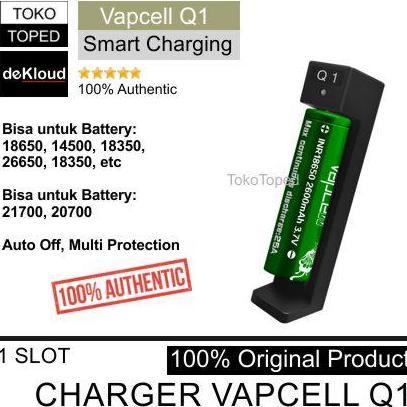 Authentic VAPCELL Q1 Battery Charger | baterai batre 18650 21700 cas