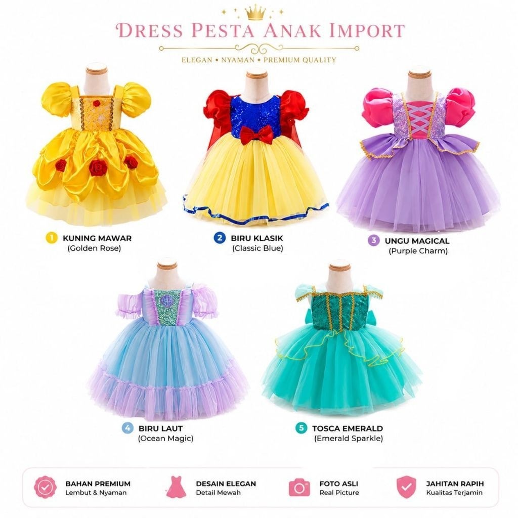 BABYFAMILYCARE DRESS PESTA ANAK IMPORT - ROYAL PRINCESS LUXURY TULLE SERIES PD KP03