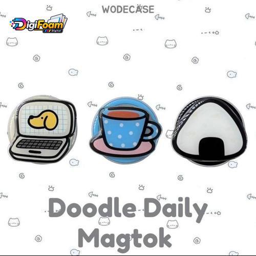Doodle Daily Magtok Griptok Magnetic Kuat untuk Semua Handphone Computer, Coffee, Onigiri Lucu