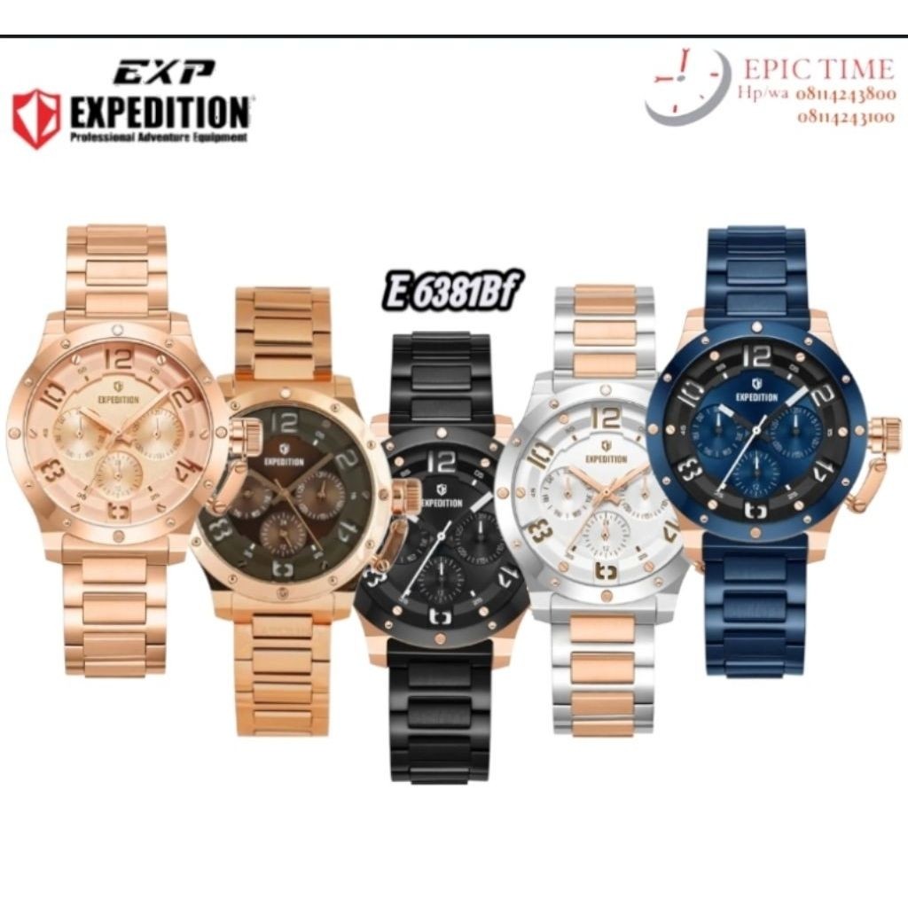 Jam Tangan Wanita Expedition 6381 EXP6381 E 6381 Tali Besi / Stainless Steel