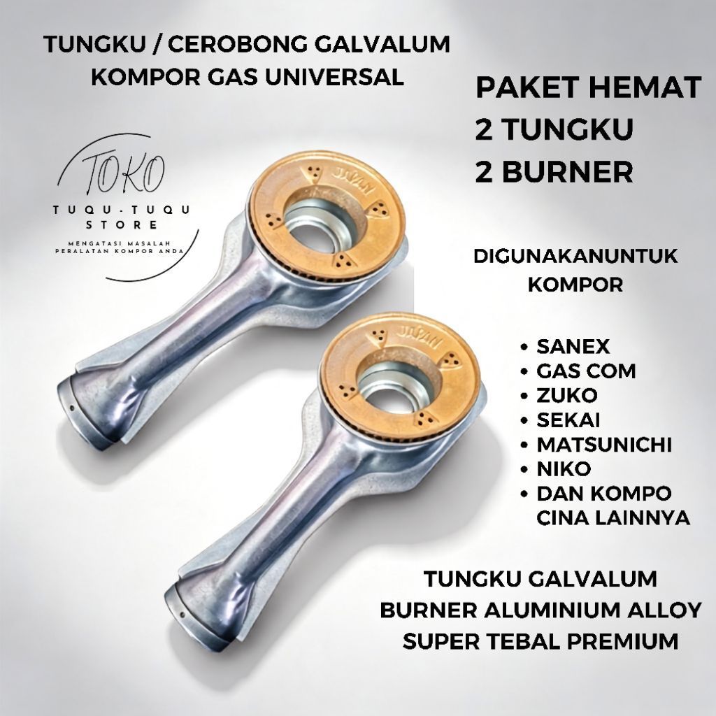 2 SET TUNGKU DAN BURNER UNIVERSAL / KOMPOR ZUKO / KOMPOR 2 TUNGKU