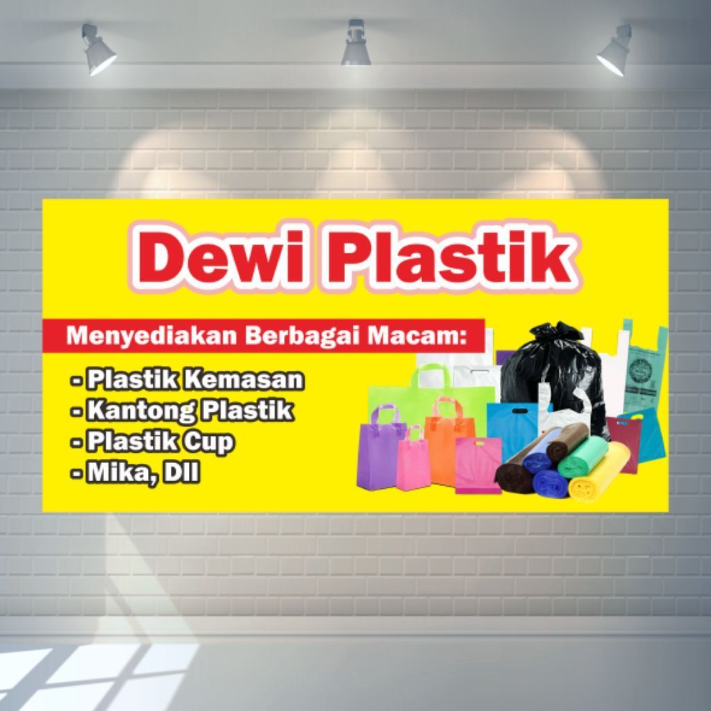Banner Toko Plastik Custom Nama Toko Sendiri