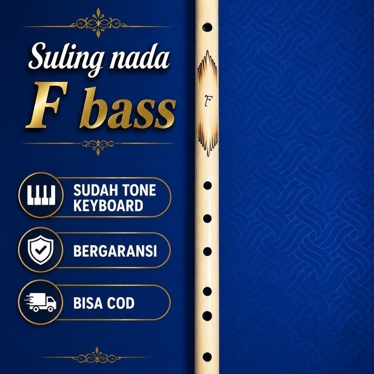 Suling Bambu Profesional Nada "F BASS" Standar Tone Keyboard Presisi + Free Packing Cones