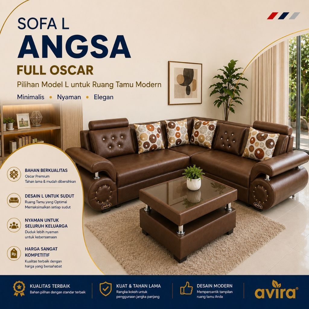 Sofa L Angsa Minimalis Midili Oscar Sofa L GGS Sudut Avira Set Sofa Tamu Modern