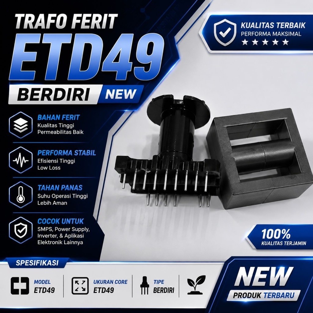 Trafo ferit ETD49 berdiri Trafo Ferit ETD49 Berdiri Core Ferrite Inti Trafo SMPS Power Supply