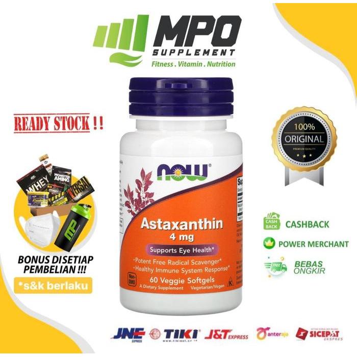 NOW Foods Astaxanthin 4 mg 60 softgels NOW Astaxanthin 4mg Antioksidan