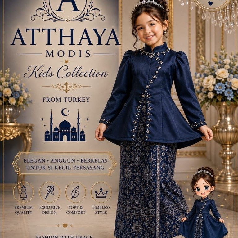 ONE.SET SYAKILA BAJU KURUNG ANAK MELAYU ROK SONGKET SATIN l