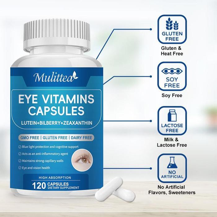 Mulittea EYE VITAMIN CAPSULES Vitamin Mata dengan Lutein, Zeaxanthin, Bilberry