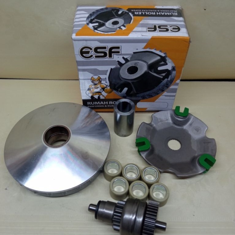 PAKET PULLEY RUMAH ROLLER + PINION STATER VESPA LX 150 RUMAH ROLLER ASSY KOMPLIT VESPA LX 150 VESPA 
