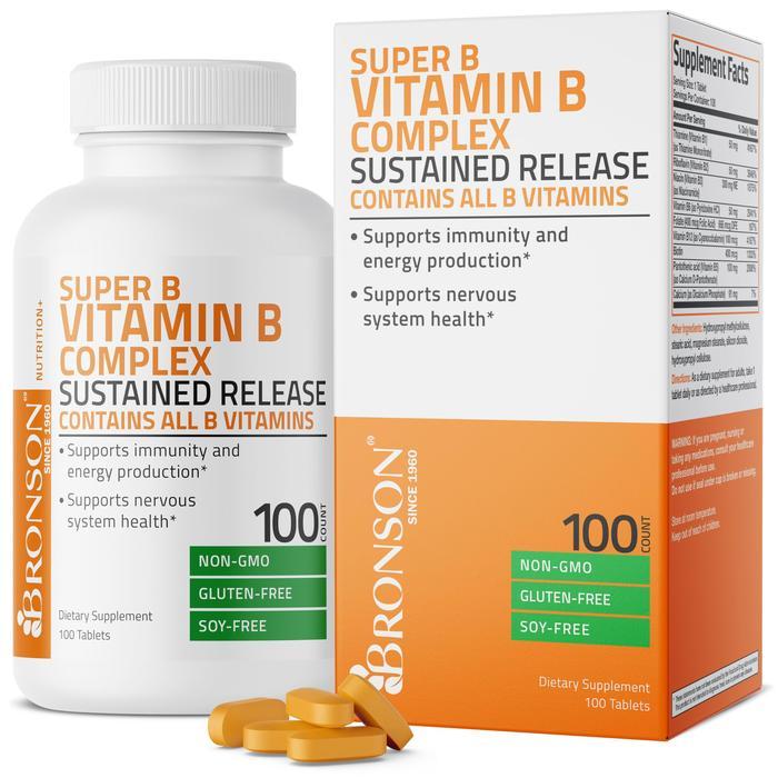 Bronson Super B Vitamin B Complex Sustained Release 100 Tablets