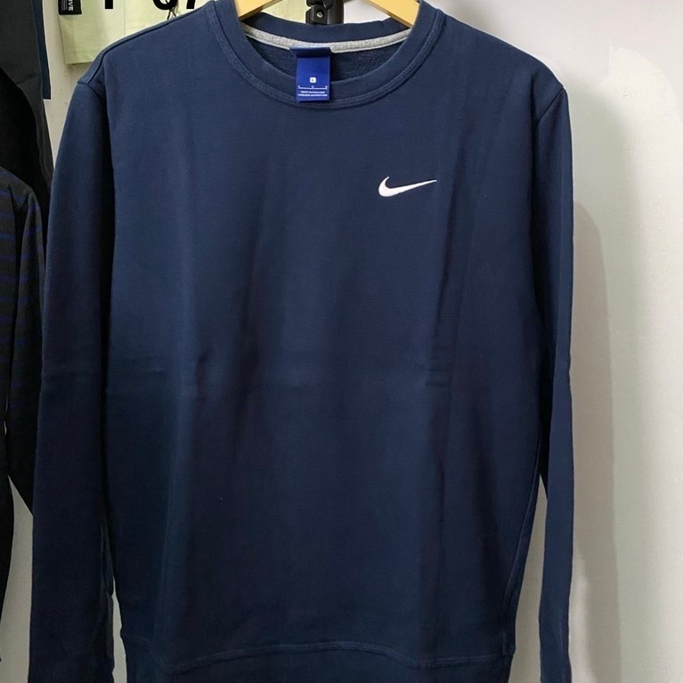 (67x54cm tanpa ditarik) CN Crewneck Sweater Sweatshirt Nike navy swoosh logo bordir vintage y2k