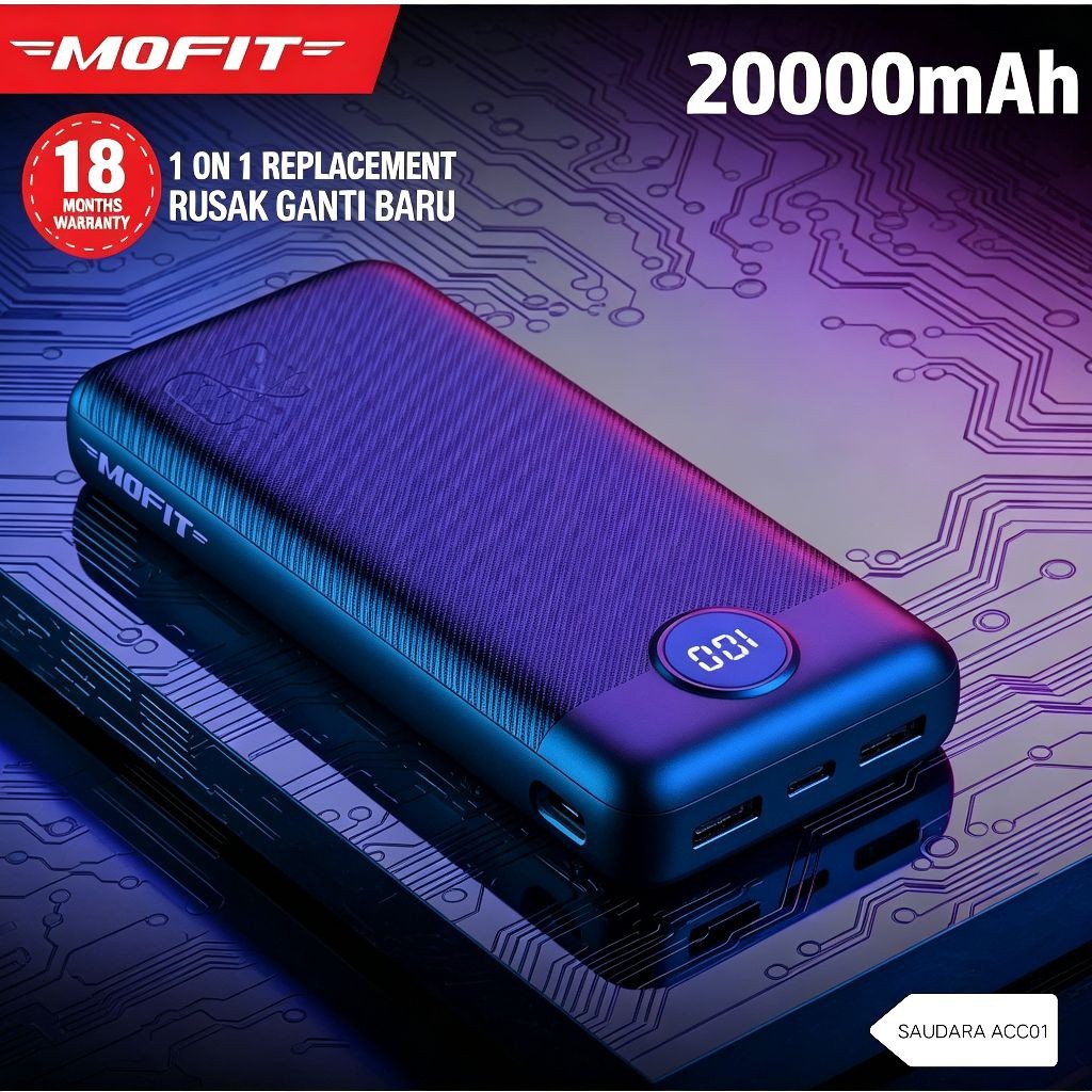 POWERBANK 20.mAh MOFIT M29 2USB Li-polymer battery
