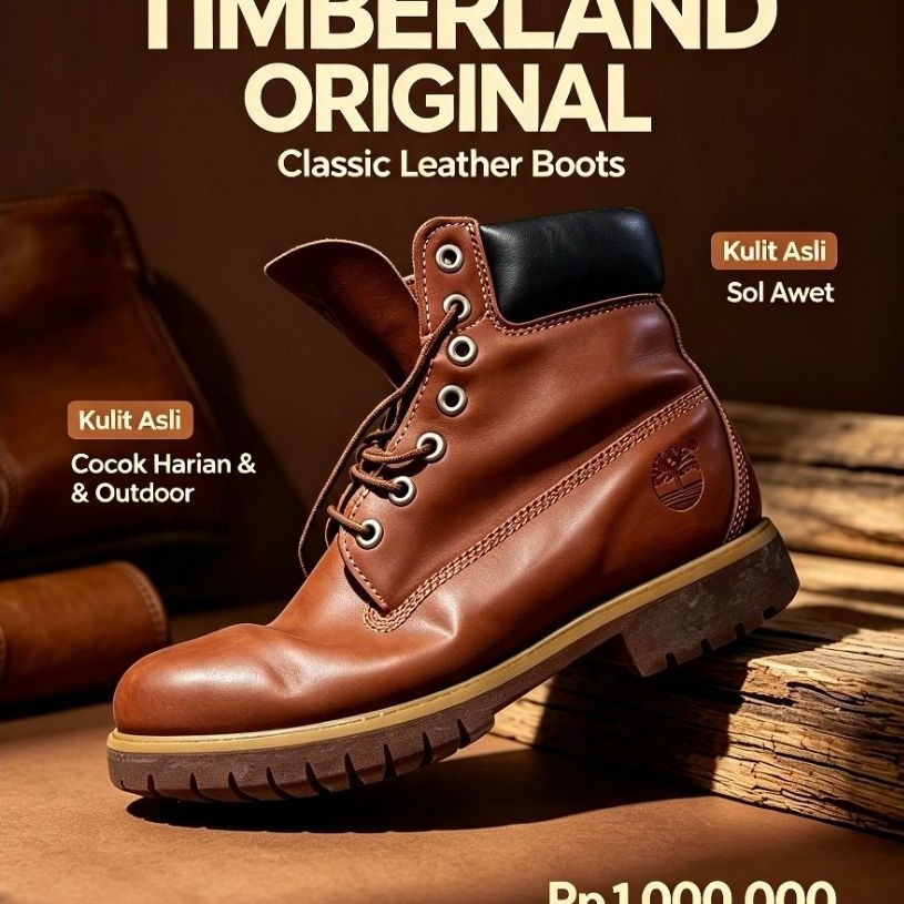 Sepatu Boots Pria Timberland Original Classic Leather Boots Kulit Asli Sol Awet Coklat