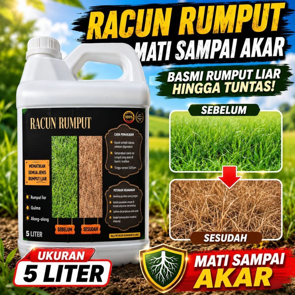 racun rumput ampuh sampai akar || pembasmi rumput liar ampuh || 5 liter