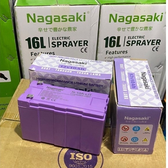 Aki Lithium Nagasaki 12V-10AH / Aki Sprayer Lithium / Baterai Original Nagasaki