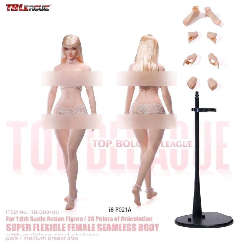 TBLeague 1/6 TB-DD01H / TB-DF01H Female Body Pale Skin w/ Head Sculpt & Attached Feet Version