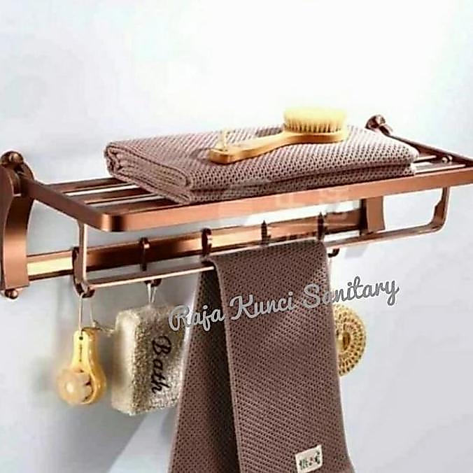 Gantungan Handuk Lipat Antik Rose Gold + Gantungan Baju/Silver/Rose Gold