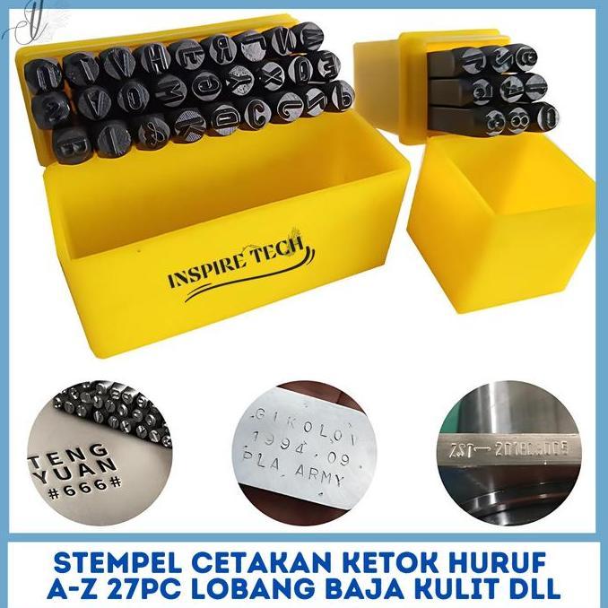ALAT STEMPEL KETOK CETAK HURUF A-Z 27PC LOBANG BAJA KULIT DLL