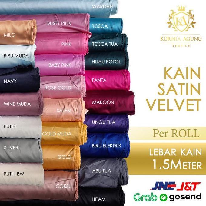 Kain Satin Velvet Roll X 150Cm Lebar Premium By Roberto Cavali Terang