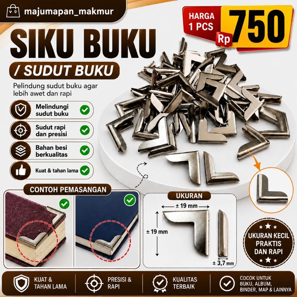 SIKU BUKU / SUDUT BUKU – Pelindung Sudut Buku Besi