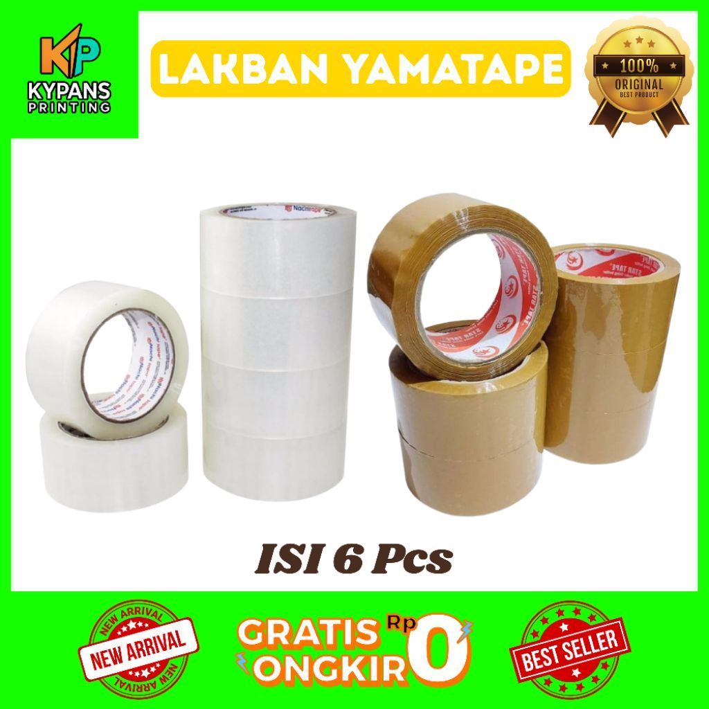 Lakban Yamatape STAR Tape Kertas Coklat Isi 6 Pcs