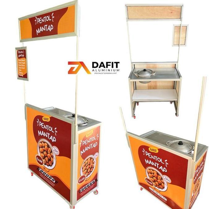 Terlaris Terbaru Gerobak Pentol Bakso / Booth Portable / Gerobak Lipat / Free Dsain Gambar