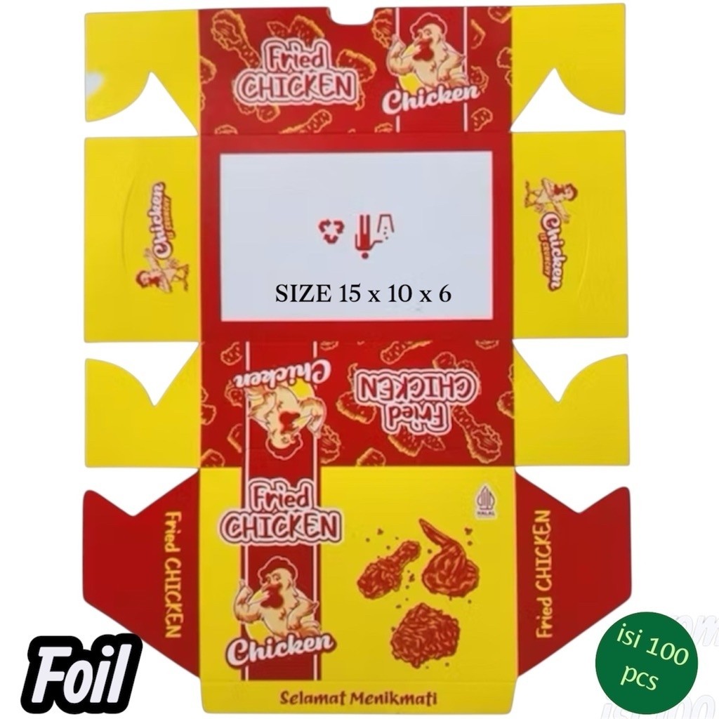 KEMASAN BOX FRIED CHIKEN LAMINASI ALUMUNIUM FOIL|BOX FRIED CHIKEN EKONOMIS |KERTAS NASI GEPREK|BOX A