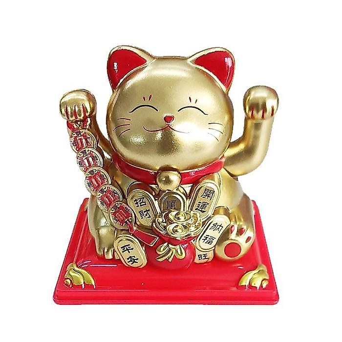 Vixplorn Lucky Cat Kucing Patung Kucing Hoki Bergerak Mobil 2.5in Dashboard Solar Kucing