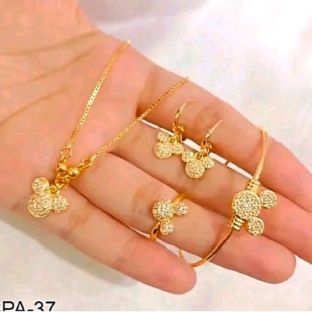 Set perhiasan anak motif Mickey mouse terbaru gelang bangle titanium