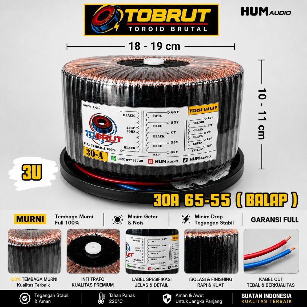TRAFO TOROID 30A 55V-65V SPEK BALAP.