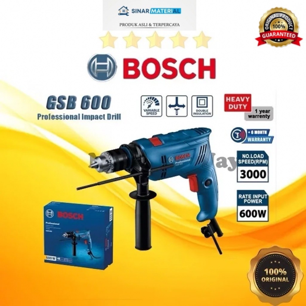 BOSCH Bor Tembok Beton 13mm GSB 600 ORIGINAL TERMURAH Bor Tembok BOSCH Garansi