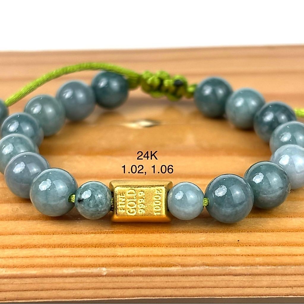 Gelang Giok, Giok Burma, Emas 24K, Emas 999.9, Tali Cina, Giok Asli