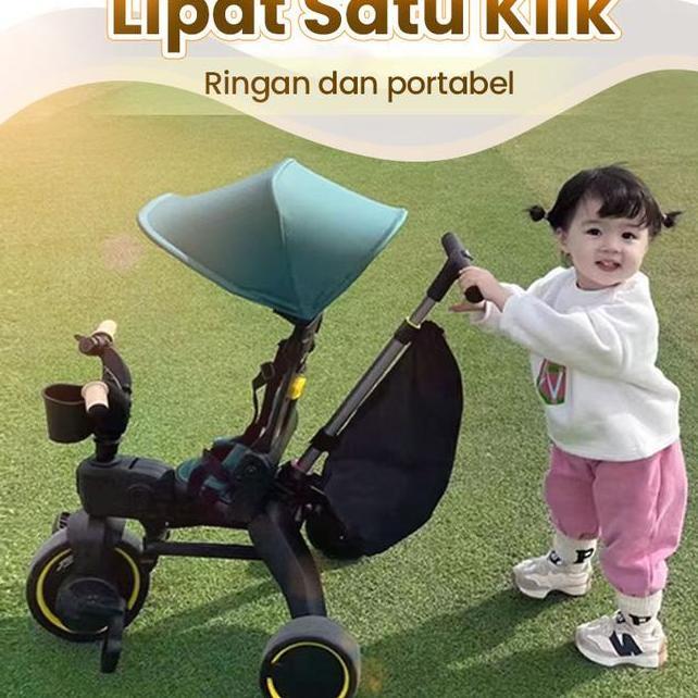 Vinafang Sepeda Anak Roda 3 Travelling Tricycle Multifungsi Bisa Putar Dan Berbaring New Desn Dorong