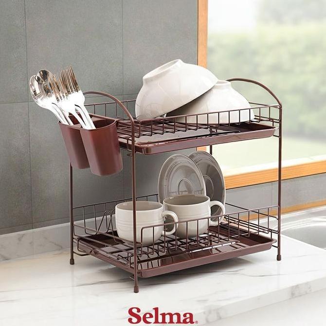Selma Brenda Rak Piring - Cokelat Rak Dapur Tempat Piring Tempat Penyimpanan Piring Dish Rack Rak Pe