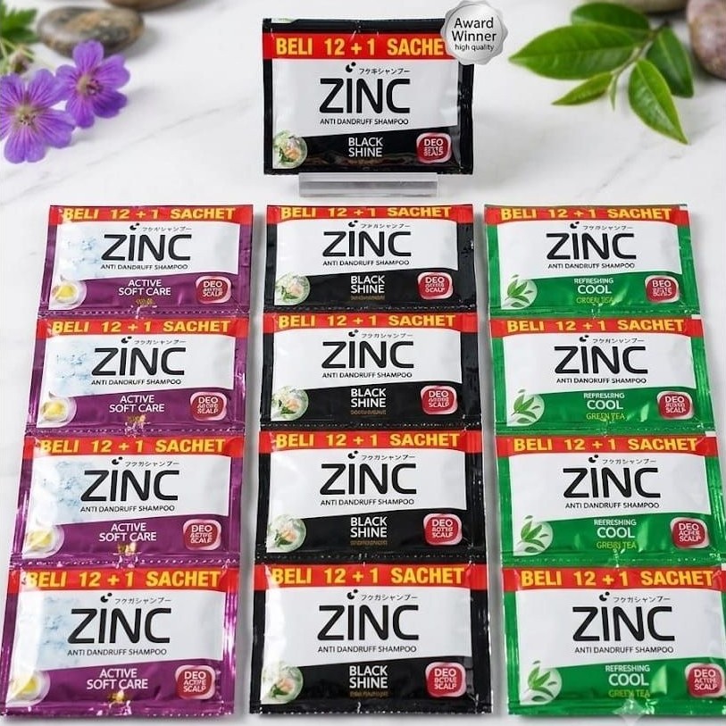 Shampoo Anti Dandruff Zinc sachet Beli 12+1 Sachet varian Black Shine Active Soft Care Refreshing Co