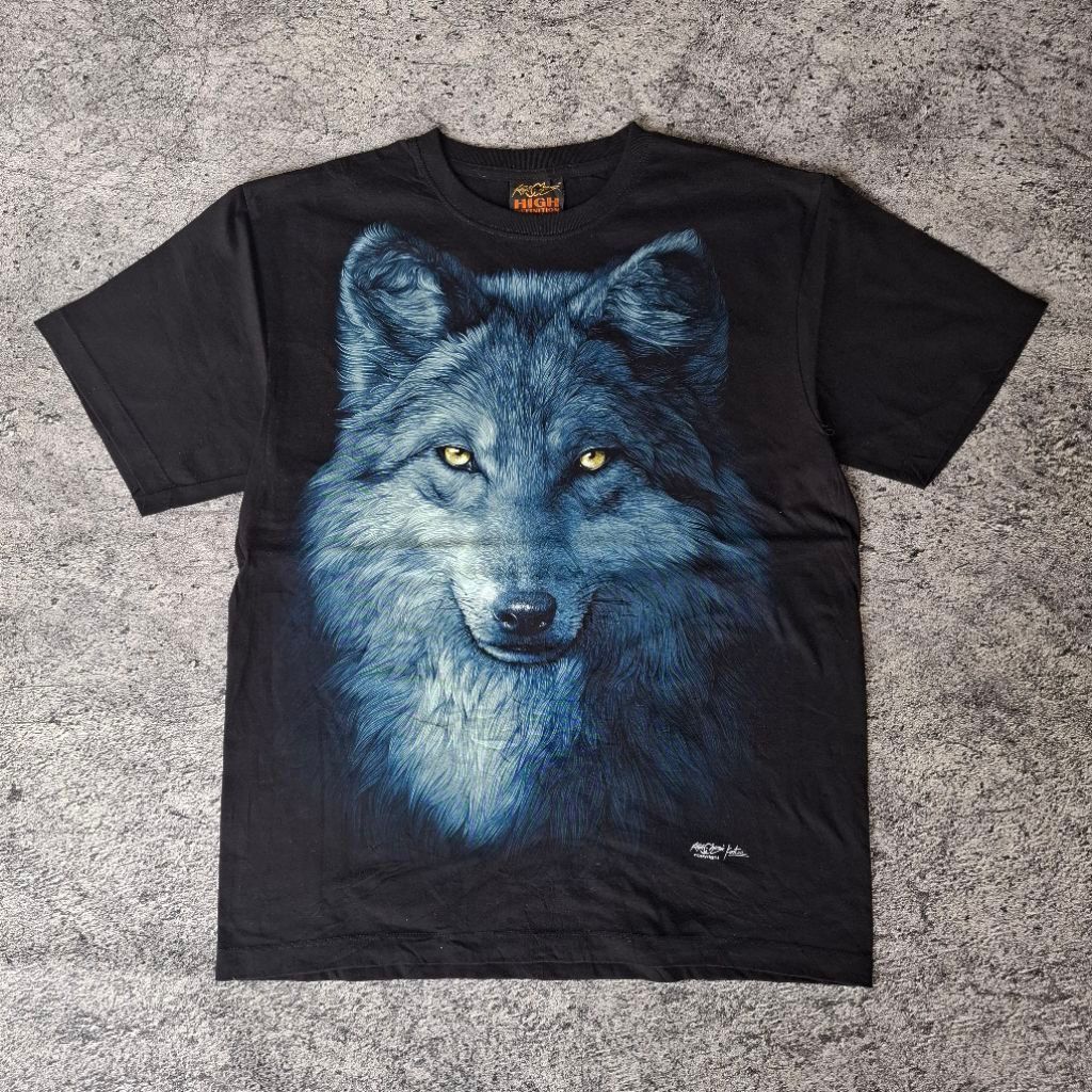 Kaos rock chang Wolf big print