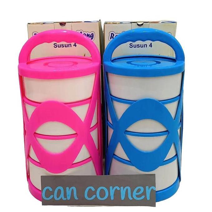 Rantang Monthong Susun 4 / Rantang 4 Susun / Rantang Monthong 4 Susun Hijau Pink Kitchenware Rantang