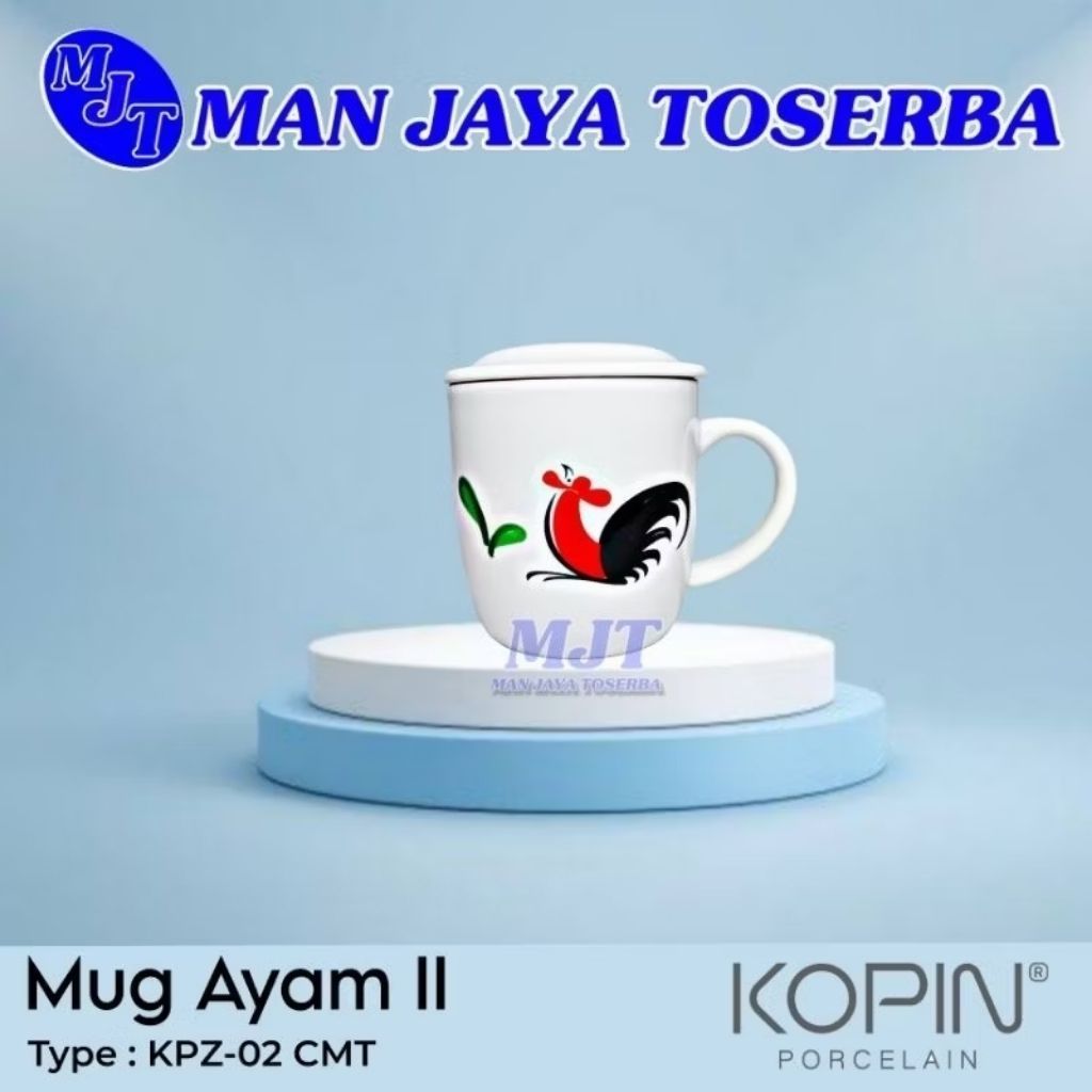 Mug ayam jago kukuruyuk Mug Sultan Motif ayam jago kukuruyuk  dengan Tutup