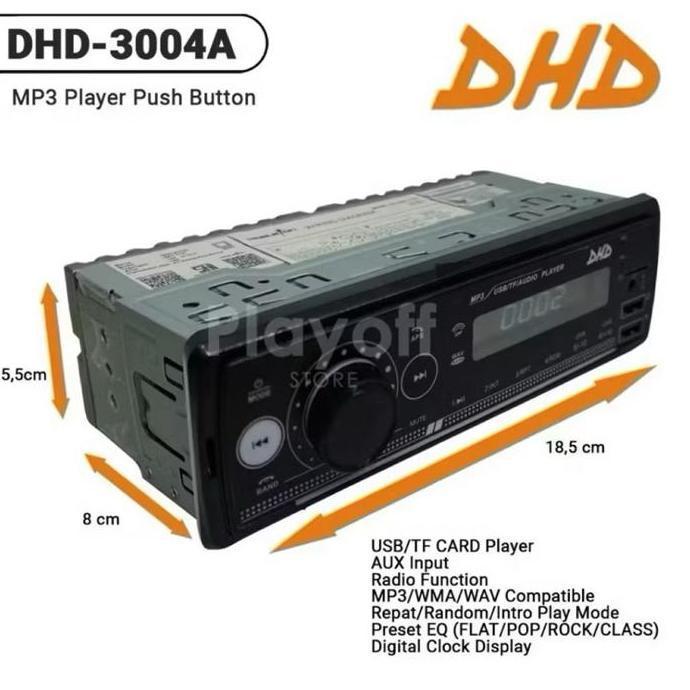 HEAD UNIT TAPE MOBIL SINGLE DIN MP3 BLUETOOTH 2 USB PORT DHD 3004 / DHD-3004 Car