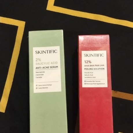 SATU PAKET 100% ASLI ( SKINTIFIC 2% Salicylic Acid Anti Acne Serum & Skintific 12% AHA BHA PHA LHA P