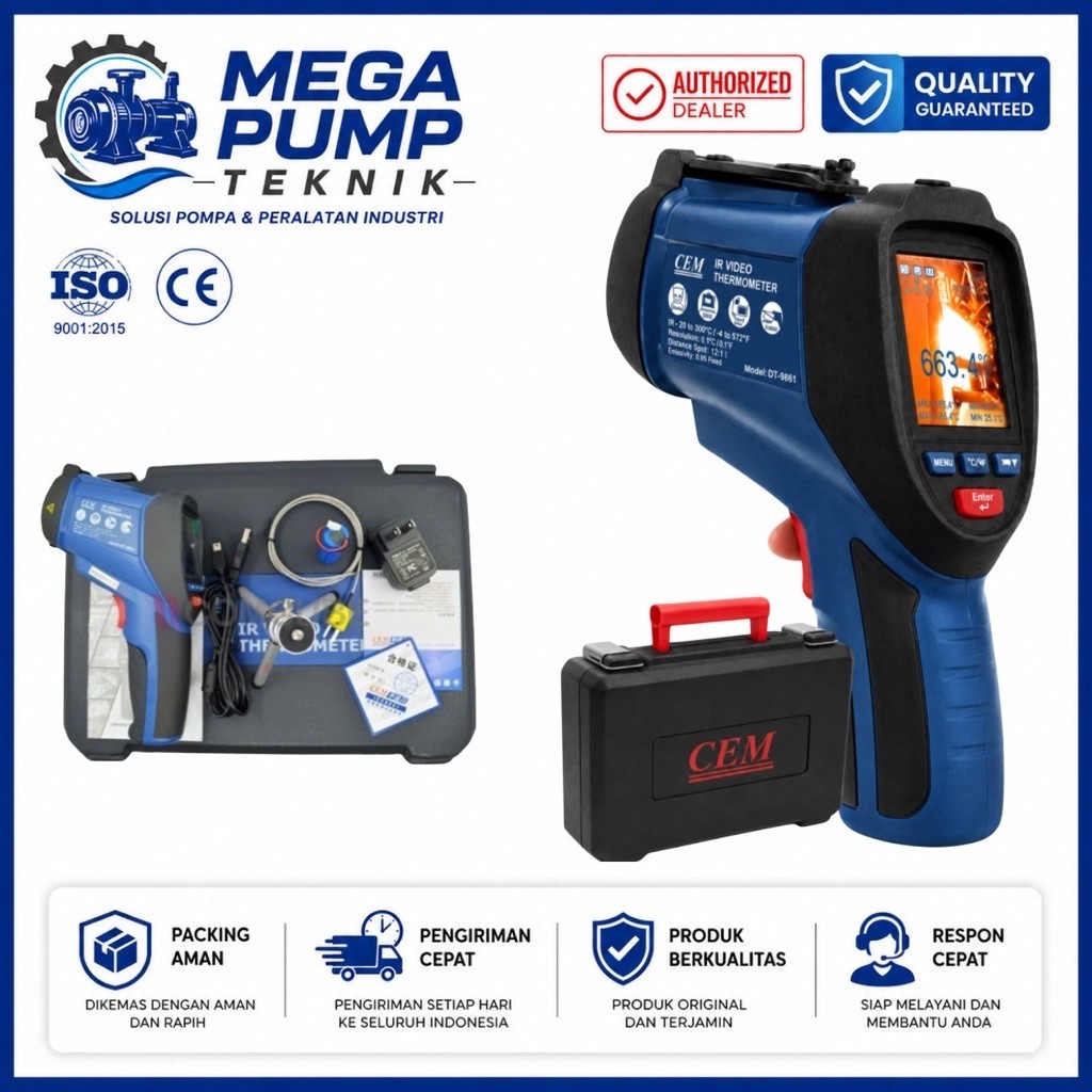 CEM DT-9861 Video Infrared Thermometer Digital IR Temperature Gun Kamera Termometer Inframerah Non C