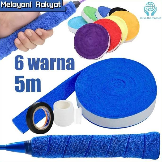 5m Grip Handuk Bulutangkis Badminton Grip Handuk Tenis / Tennis-Grip Joran Pancing Tebal Awet Roll