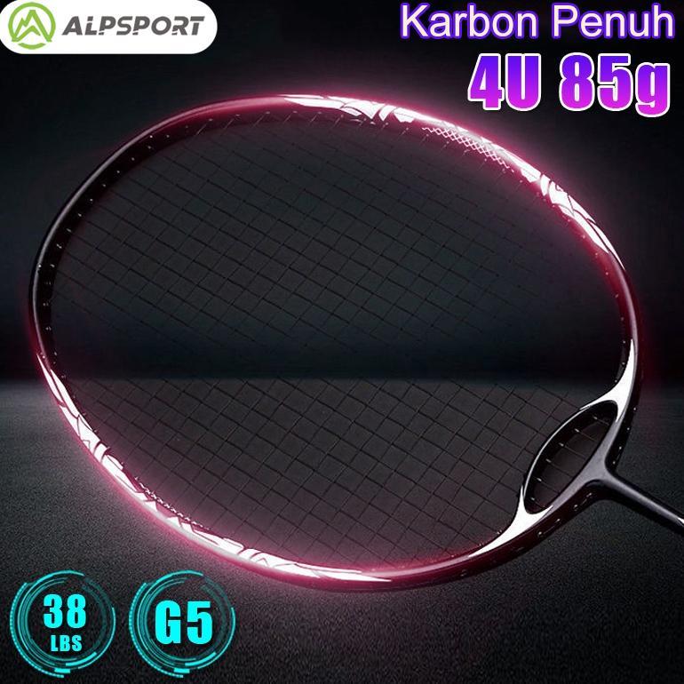 original alpsport zhanyu 4u 38lbs g5 hitam raket badminton single 100% full carbon fiber raket bulut