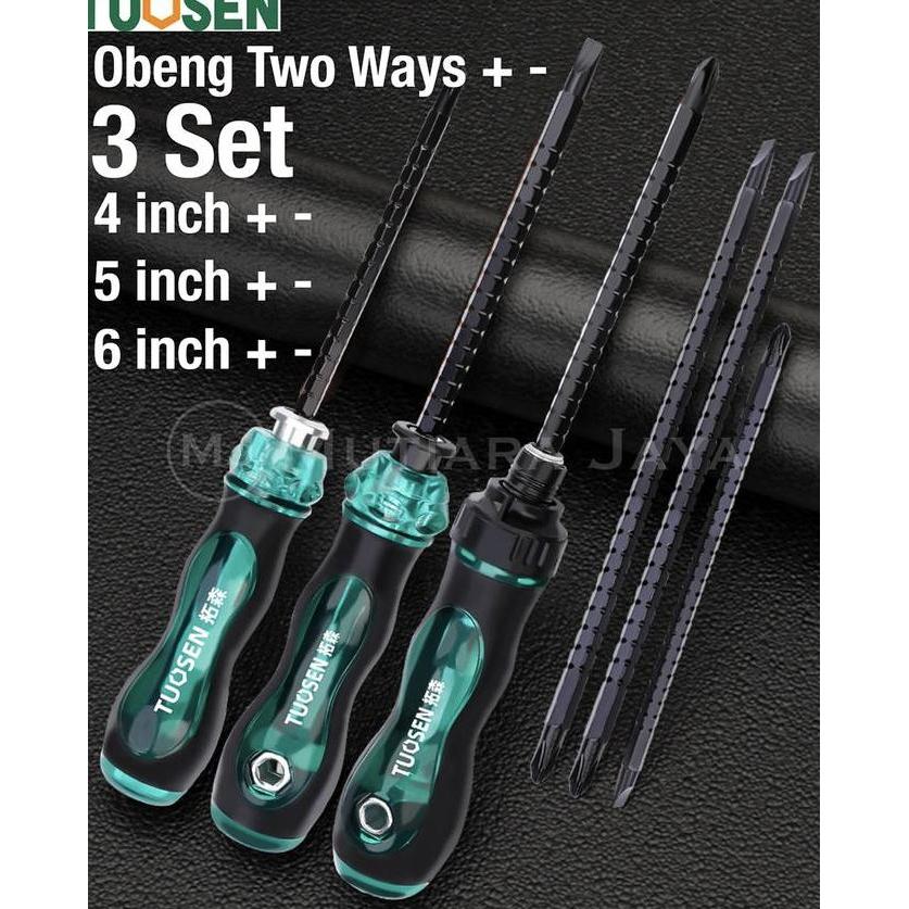TUOSEN Obeng Bolak Balik 3 Set Tousen 6"+ -