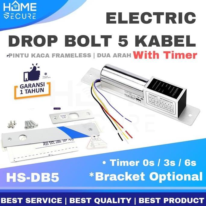 Ready ELECTRIC Drop Bolt Lock Access Control Door Lock 5 Kabel With Timer
