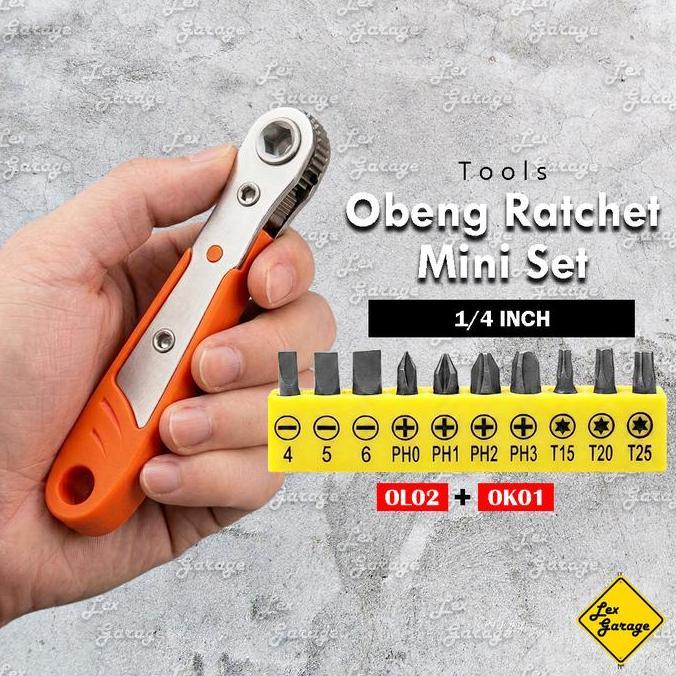 Obeng Set Ratchet Plus Minus Bintang Mata Obeng Set