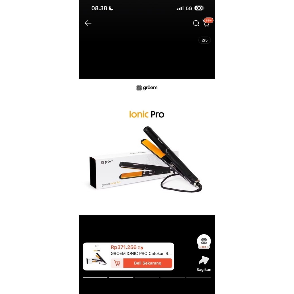 Groem Ionic Pro Catokan Rambut Elektrik Hitam Oranye
