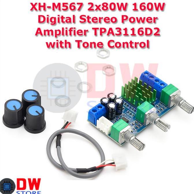 Xh-M567 2X80W 160W Digital Stereo Power Amplifier Tpa3116D2 Tpa3116
