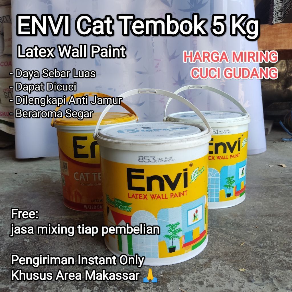 Envi Cat Tembok 5 Kg Latex Wall Paint Anti Jamur Beraroma Segar